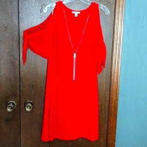 Dressbarn Cold Shoulder Dress w/detachable rhinestone necklace
